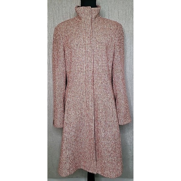 Max & Co Wool Blend Tweed Long Coat Womens 12 Classic Winter Made in Italy Retro - Picture 2 of 15